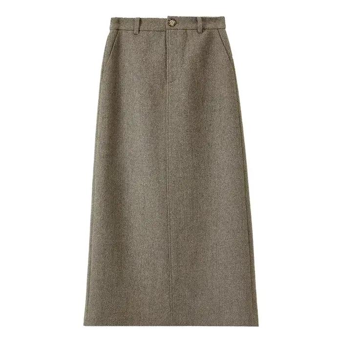 Jupe SENTUBILA longue droite élégante pour femme en polyester et laine pour les occasions professionnelles automnales