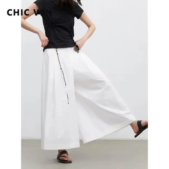 CHIC VEN Mode Femme Culottes Unies Nouveauté Décontractées Taille Haute Plissées Jupes-Shorts Amples pour Bureau Été 2026