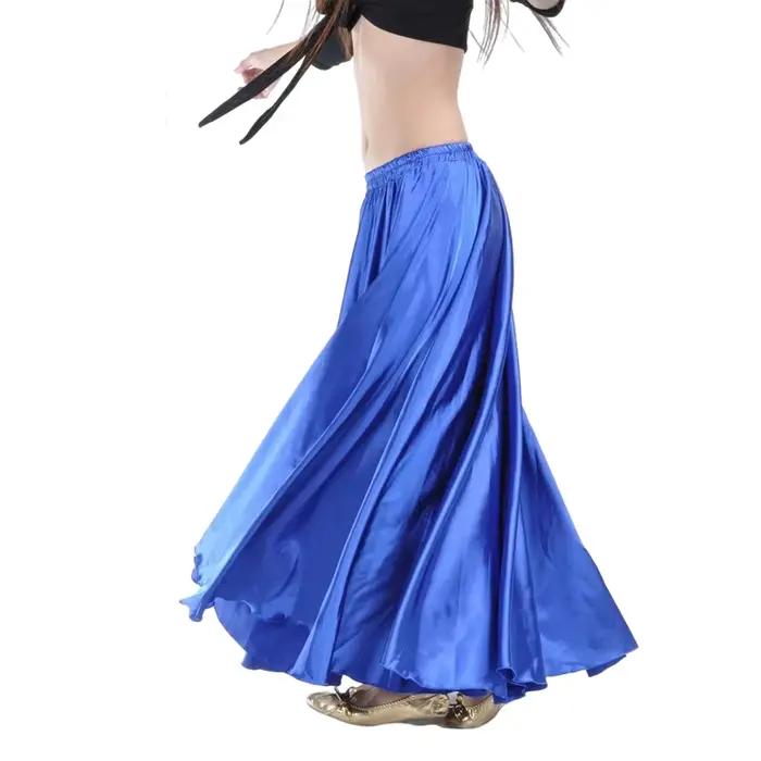 Jupe en satin pour danse du ventre femme jupes gitane danseur vêtements de pratique jupe maxi 12 couleurs assorties solide argent blanc bleu ciel beige bleu brunclair grisivoire jaune or orange rhodo rose rouge