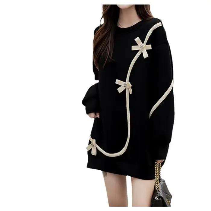 Jupe pull pour femme, longueur moyenne et longue, robe ample printemps-automne