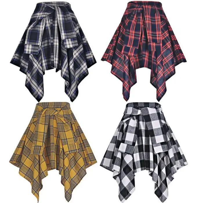 Mini jupe asymétrique à quatre coins pour femmes