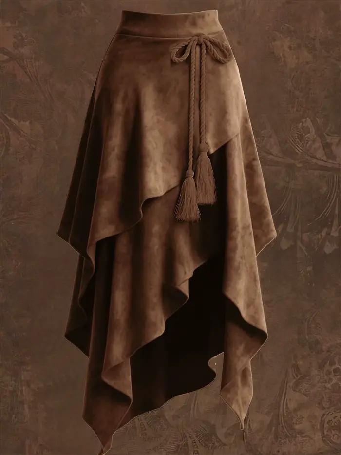Jupe en daim de style western rétro, design irrégulier, jupe unie