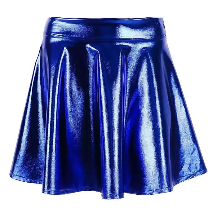 Speerise adulte brillant métallique jupe femmes Sexy en cuir PU Club fête danse holographique jupes plissées carnaval Festival brillant