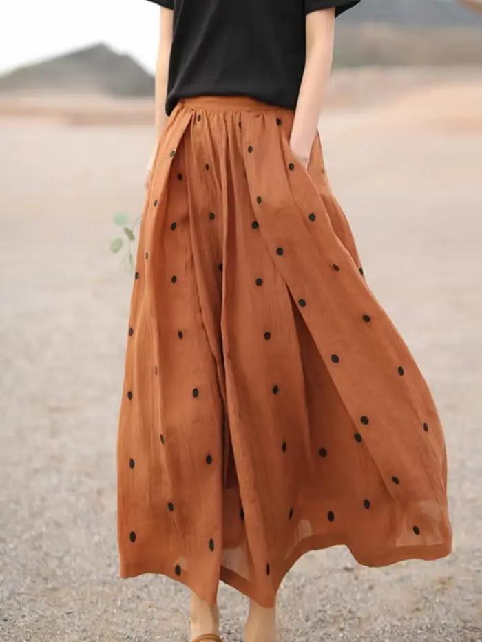 Jupe femme brodée à pois longues jupes Maxi pour femmes Chic et élégant Y2k Vintage vêtements tendance 2025 Harajuku pas cher V