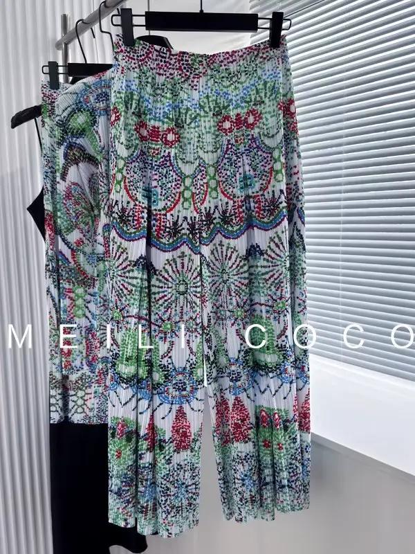 Jupe mi-longue plissée à imprimé Floral coloré pour femmes