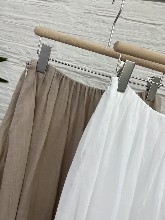 Jupe décontractée pour femme en ramie et soie avec perles perlées et fermeture éclair latérale pour printemps été occasions spéciales