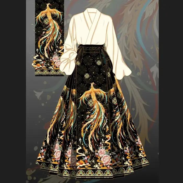 Hanfu Phoenix-Jupe Visage de Cheval pour Femme