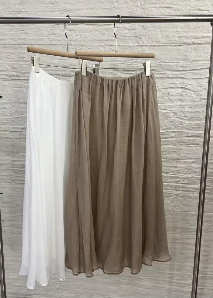 Jupe décontractée pour femme en ramie et soie avec perles perlées et fermeture éclair latérale pour printemps été occasions spéciales