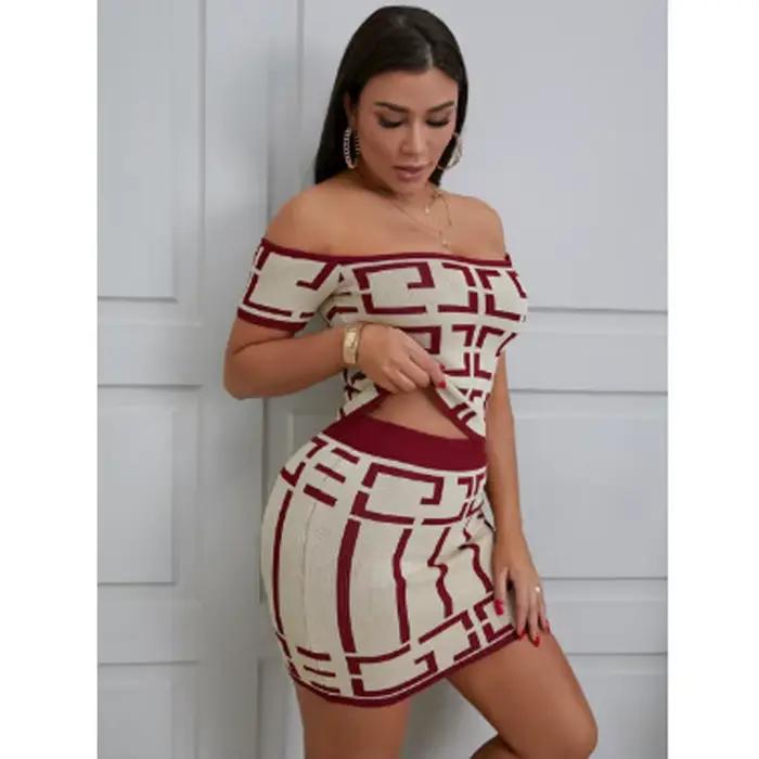Ensemble haut court et jupe courte moulante pour femme