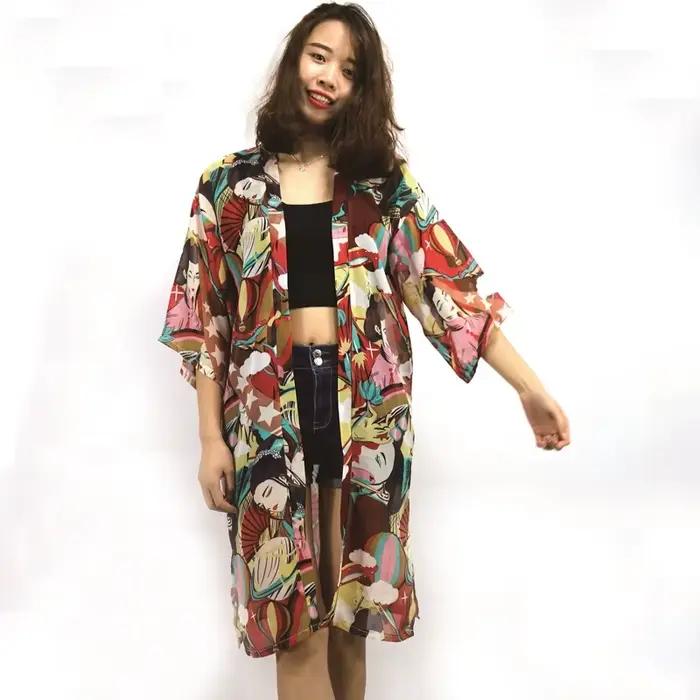Kimono japonais pour femmes, yukata, cardigan à manches longues, chemisier tendance, haori, robe kimono traditionnelle, style 2026 FF001
