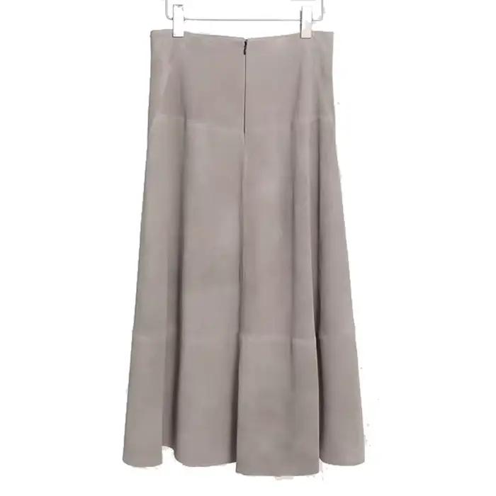Femmes violet daim cuir jupe 2025 tendance printemps Harajuku grand ourlet 85 cm de Long Faldas Mujer Chic bohème 100%