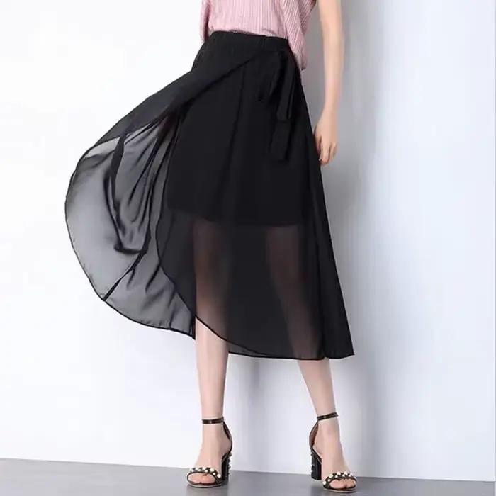 Décontracté Chic jupes été élégant Vintage jupe femmes mode couleur unie