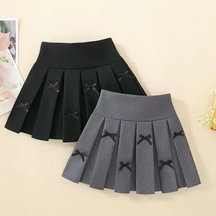 Adolescentes filles jupes plissées couleur unie décontracté enfants école Style a-ligne jupe 2025 printemps été mode