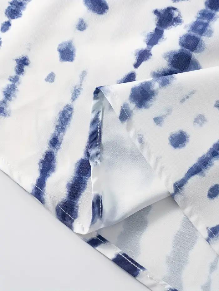 Jupe mi-longue décontractée imprimée bleu encre pour femmes, silhouette trapèze, coupe régulière, polyester, été et bureau