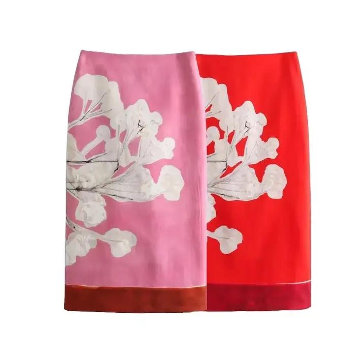 Jupe trapèze à fermeture éclair taille moyenne pour femme