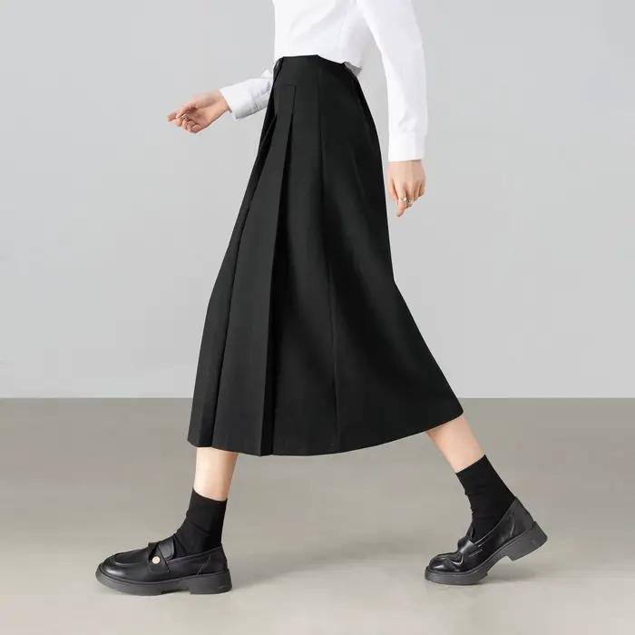 Jupe Midi Sentubila Asymétrique en Polyester, Lin et Élasthanne pour Femmes Occasions Spéciales Bureau Chic