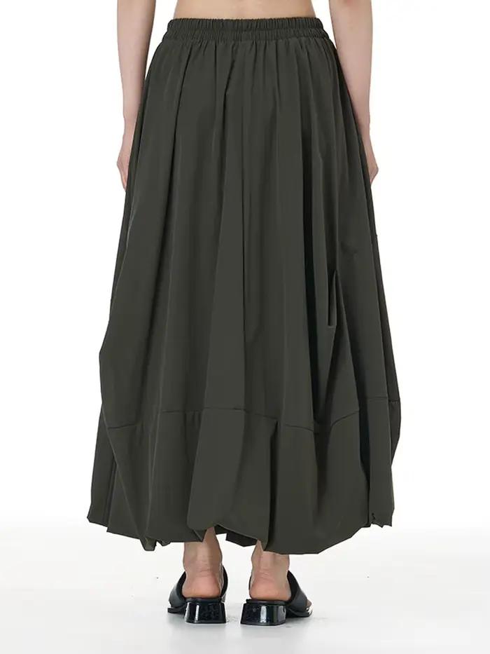 Jupe mi-longue trapèze EAM à taille haute élastique