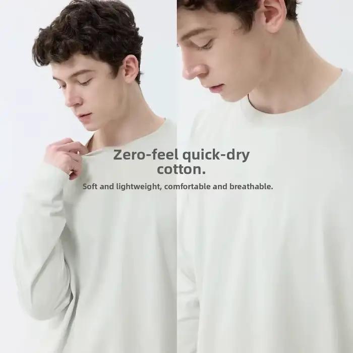 T-Shirt à manches longues pour hommes, décontracté, col rond, chemise de Base, Style coréen S, coupe cintrée, polyvalent, à la mode, couleur unie, automne hiver