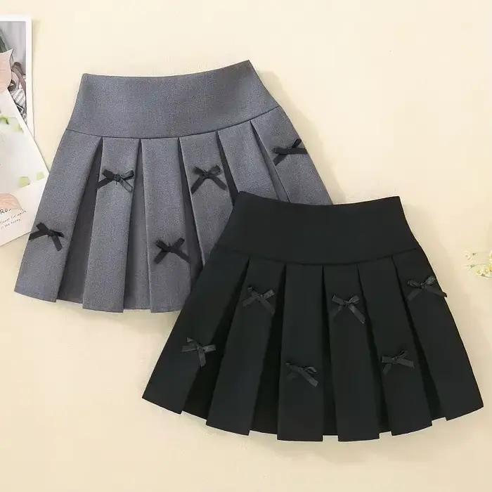Adolescentes filles jupes plissées couleur unie décontracté enfants école Style a-ligne jupe 2025 printemps été mode