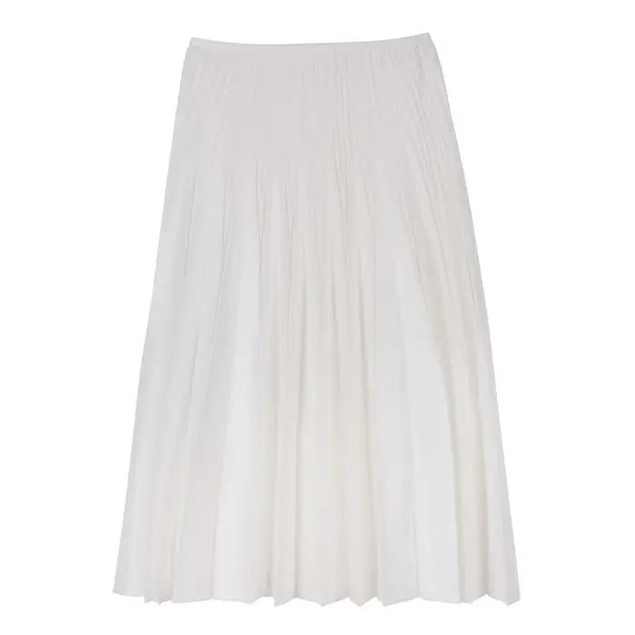 Jupe mi-longue polyvalente en simili cuir plissé