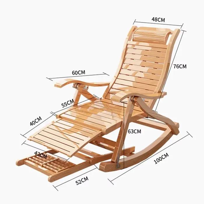 Chaise à bascule en bambou naturel avec pédale de Massage, Chaise longue pliable pour voyage, mobilier d'extérieur, salon, chambre à coucher