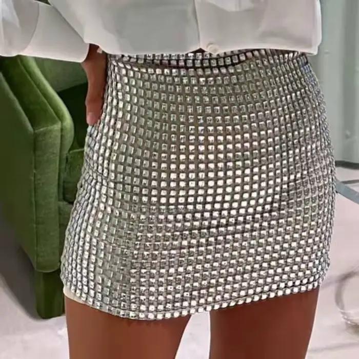Jupe en Maille Pailletée pour Femmes Décontractée et Élégante pour Occasions Spéciales Saint Valentin Soirées Chic Été