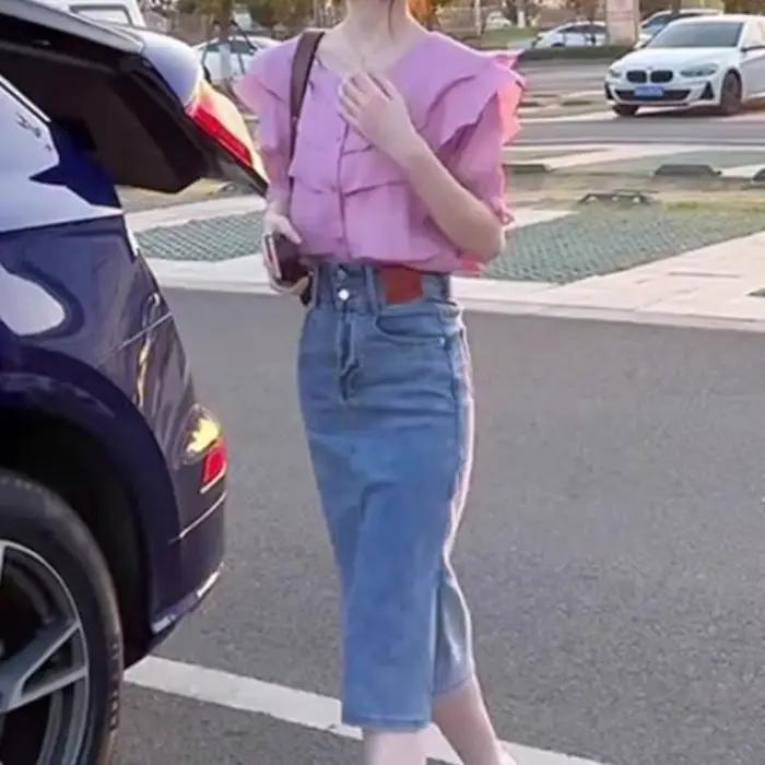 Femme élégante jupe en jean Chic et élégant jupes
