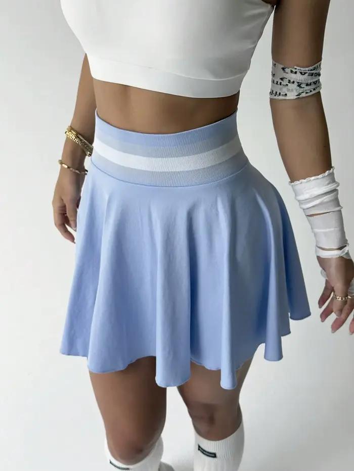 Jupe-short de tennis pour femme à taille haute avec ceinture rayée