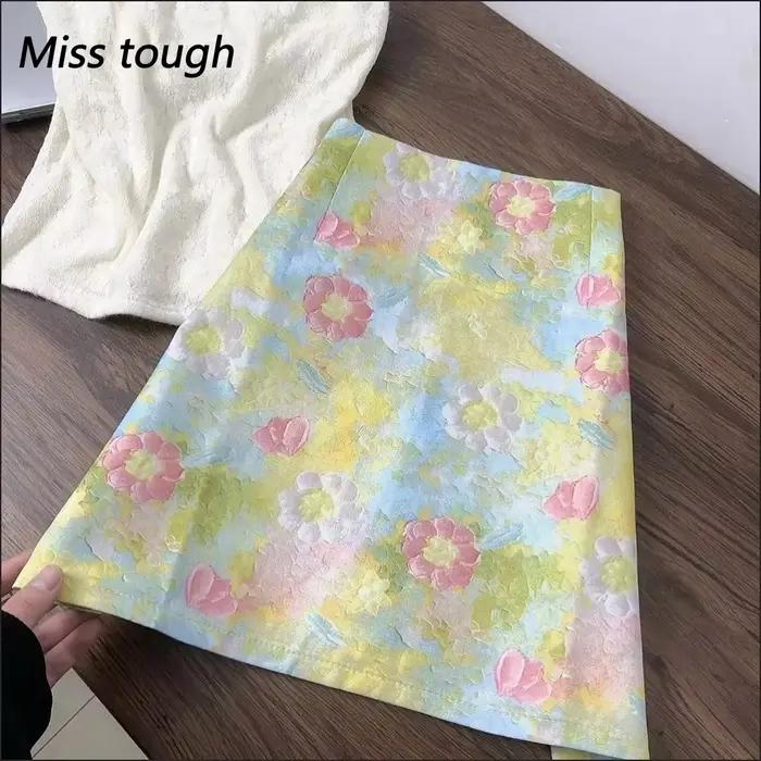 Jupe estivale floral jacquard taille haute décontractée Miss Tough pour filles occassions spéciales été 2025
