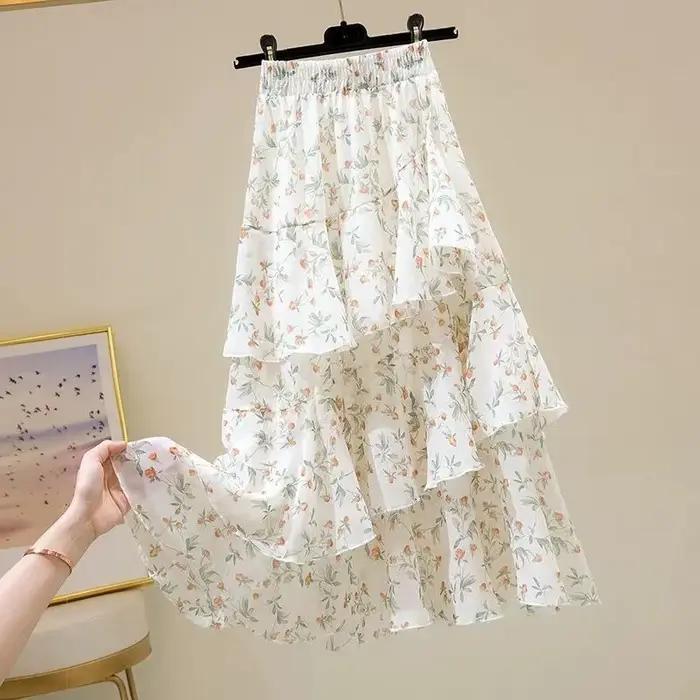 Été 2025 décontracté mode jupe ample élégant Floral irrégulière mince a-ligne simplicité tendance