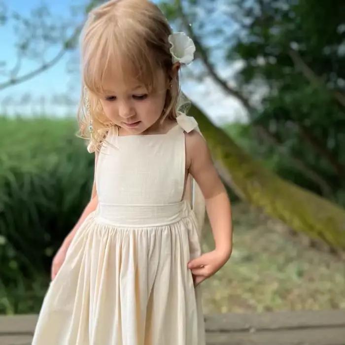 Robe longue princesse pour filles, printemps été, nouvelle mode, confortable, unie, simple, décontractée, assortie à tout