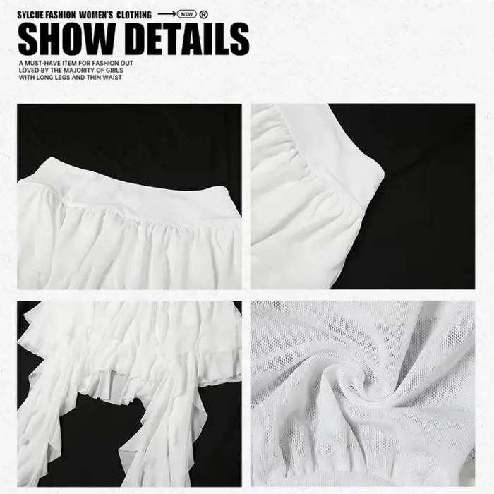 Jupe-short asymétrique bohème à volants pour femme