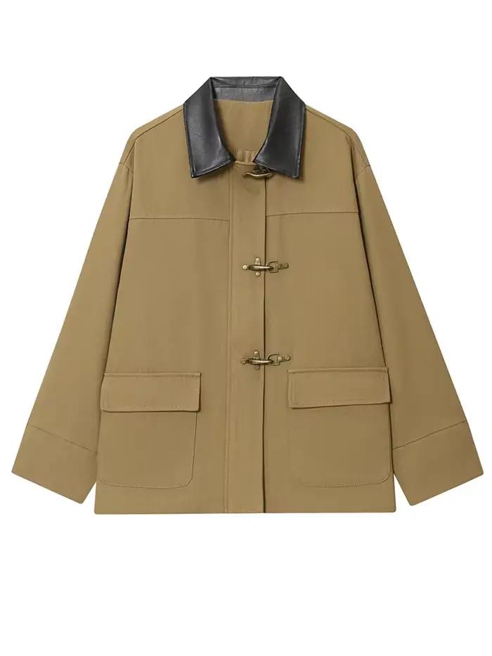 HH automne femme mode Style de rue solide veste femmes vêtements de travail vestes manches longues col rabattu poches manteaux à glissière