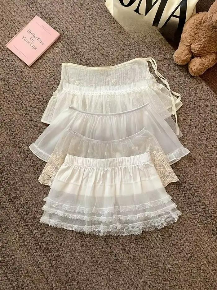 Demi-jupe en dentelle de Style coréen pour femmes