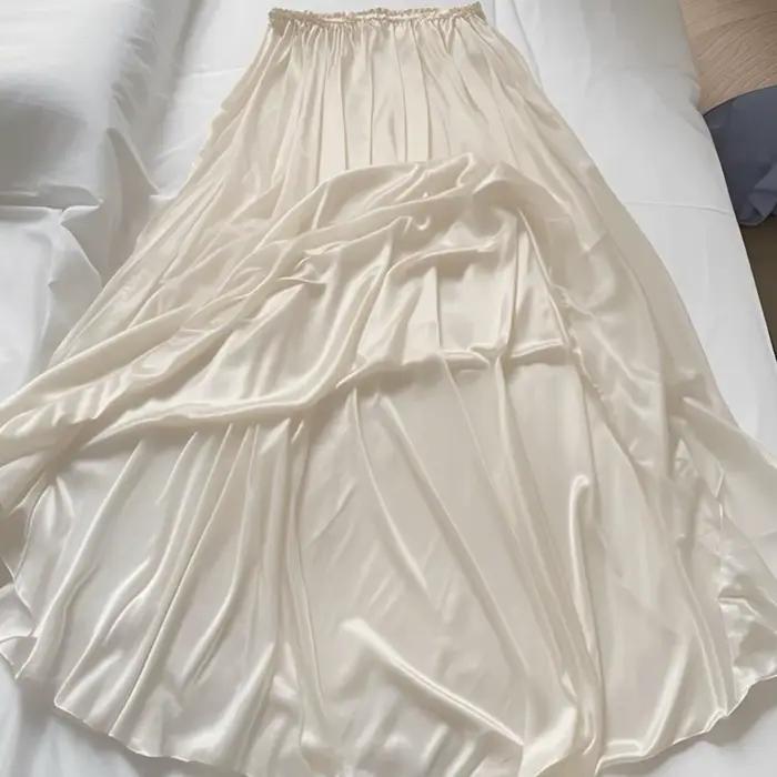 Jupe longue maxi en satin de soie sexy pour femme