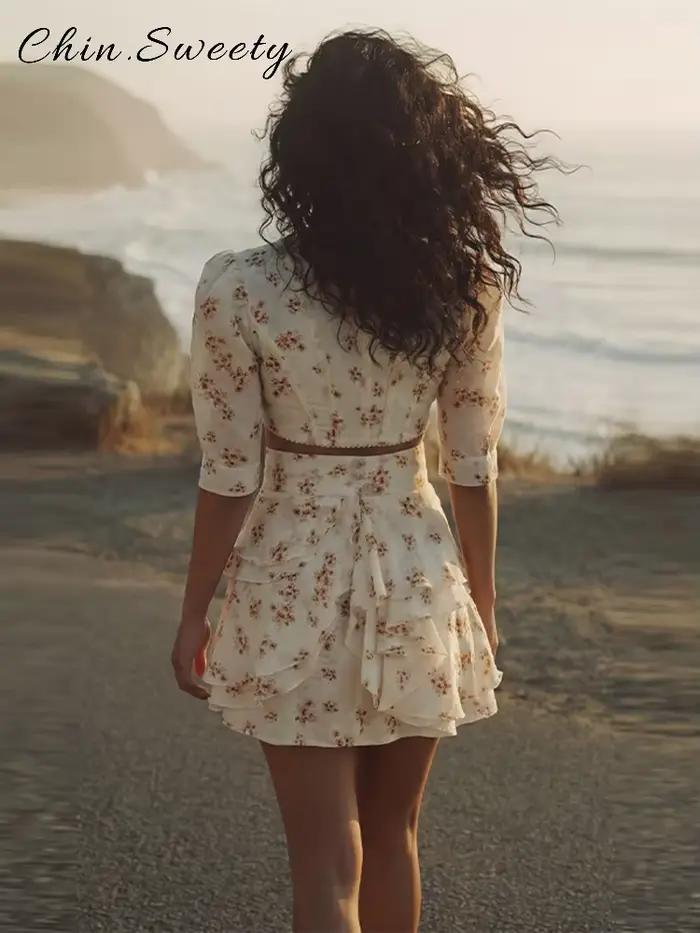 Ensemble jupe courte plissée à motifs floraux pour femme haute couture printemps été 2026 style mode occassions spéciales
