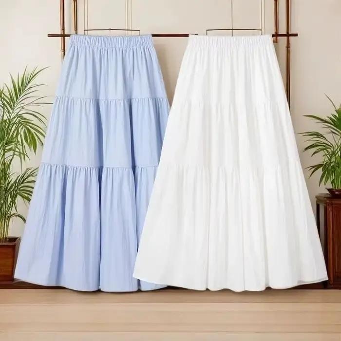 Jupe longue à volants pour femme - Taille élastique