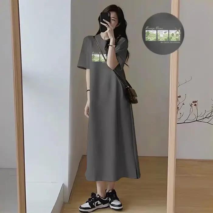 Robe longue décontractée aux imprimés de dessins animés mignons pour femmes, ample, en polyester, pour les saisons printemps et été, occasions spéciales et détente à la plage