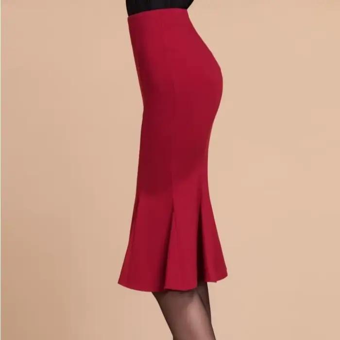 Jupe longue sirène Helabes taille haute avec volants polyester coupe ajustée pour femmes grandes tailles occasions printemps automne
