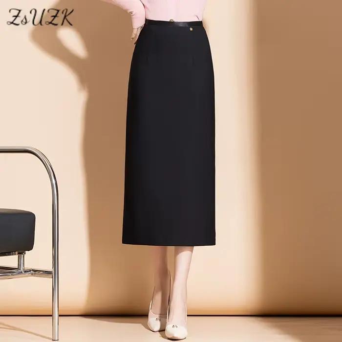 ZUZK printemps nouvelle jupe droite femmes taille élastique
