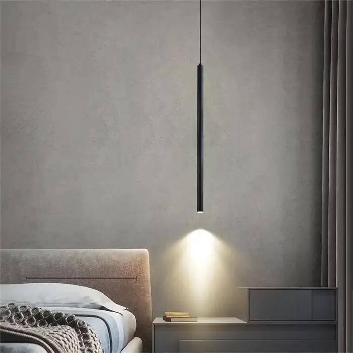 Lampe suspendue LED nordique à tube long, design moderne et minimaliste, luminaire de plafond cylindrique pour cuisine, chambre à coucher, salle à manger, décoration intérieure