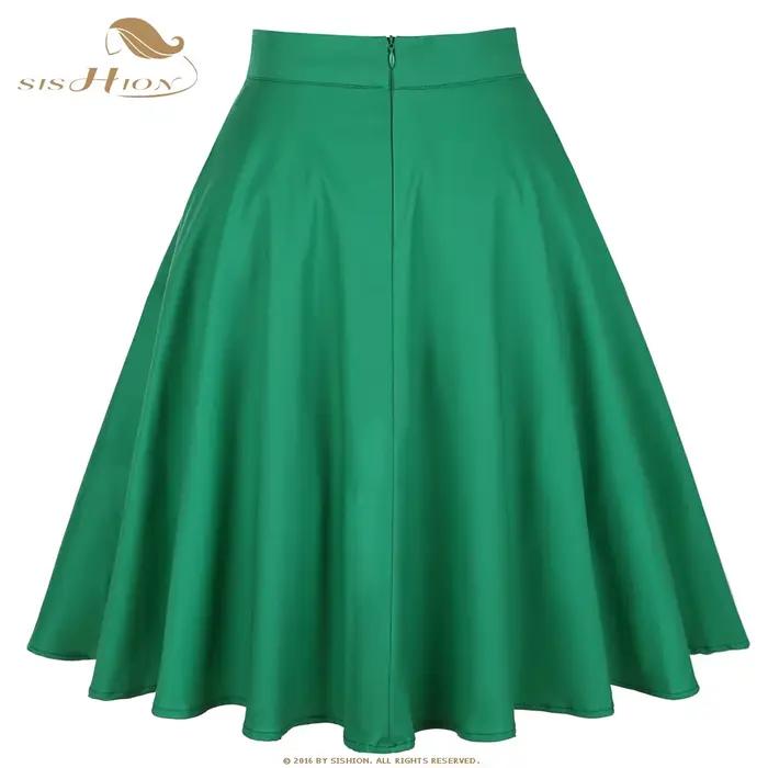 SISHION livraison directe jupe d'été verte VD0020 jupes de patineuse pivotante années 50 60 rétro Vintage taille haute