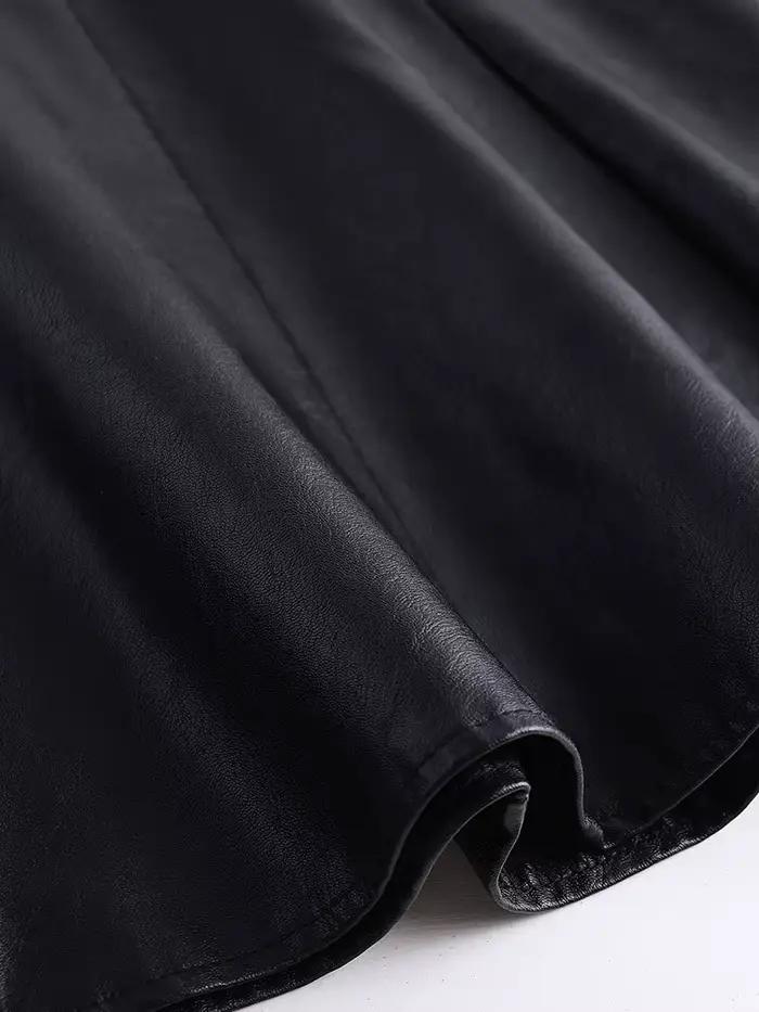 ZUZK femmes Pu cuir jupe courte printemps automne dame taille haute tout-Match