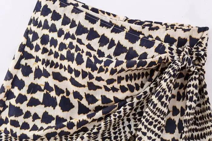 Femmes Vintage imprimé géométrique noué Mini jupe Sarong Faldas Mujer femme perles gland décontracté fermeture éclair robes