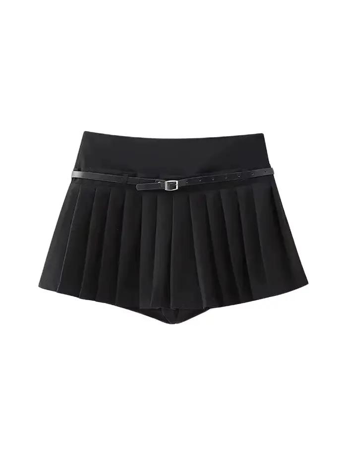 Jupes courtes plissées pour femmes avec ceinture