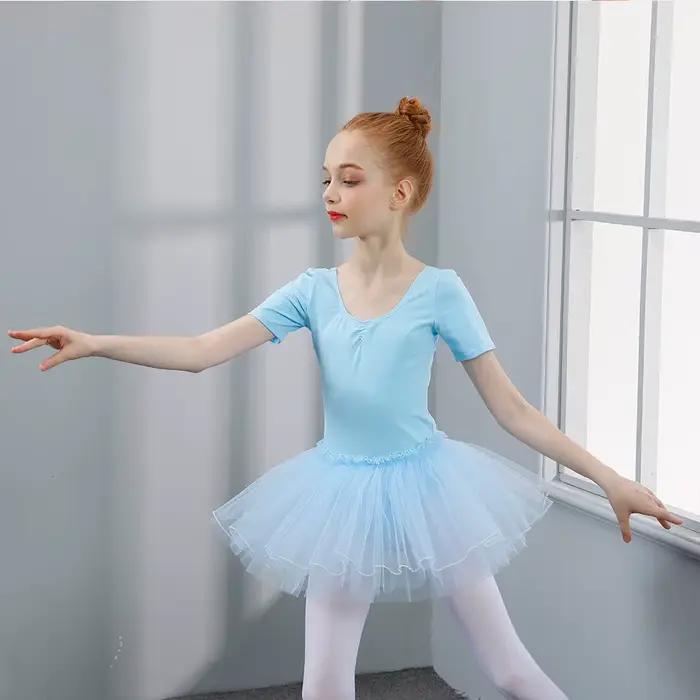 Robe Tutu de Ballet pour filles, vêtements de danse pour enfants, jupe de princesse d'entraînement, Costumes, justaucorps de gymnastique