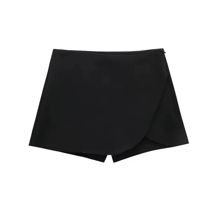 MUJER 2025 noir Mini jupe Shorts femme mode asymétrique