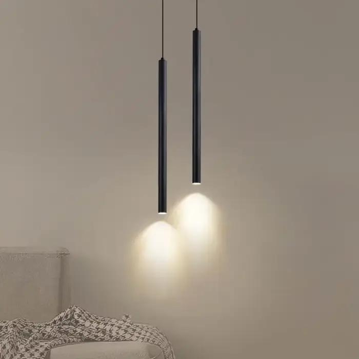 Lampe suspendue LED nordique à tube long, design moderne et minimaliste, luminaire de plafond cylindrique pour cuisine, chambre à coucher, salle à manger, décoration intérieure