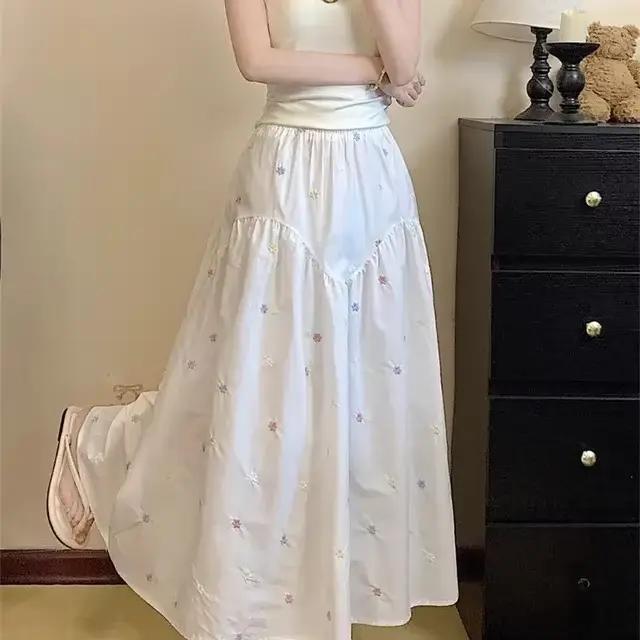 Jupe florale femmes 2025 Faldas Mujer De Moda taille élastique ample