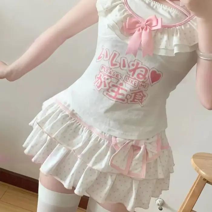 Kawaii Lolita rose doux nœud Mini jupes japonais JK filles mignon blanc volants à plusieurs niveaux gâteau jupe